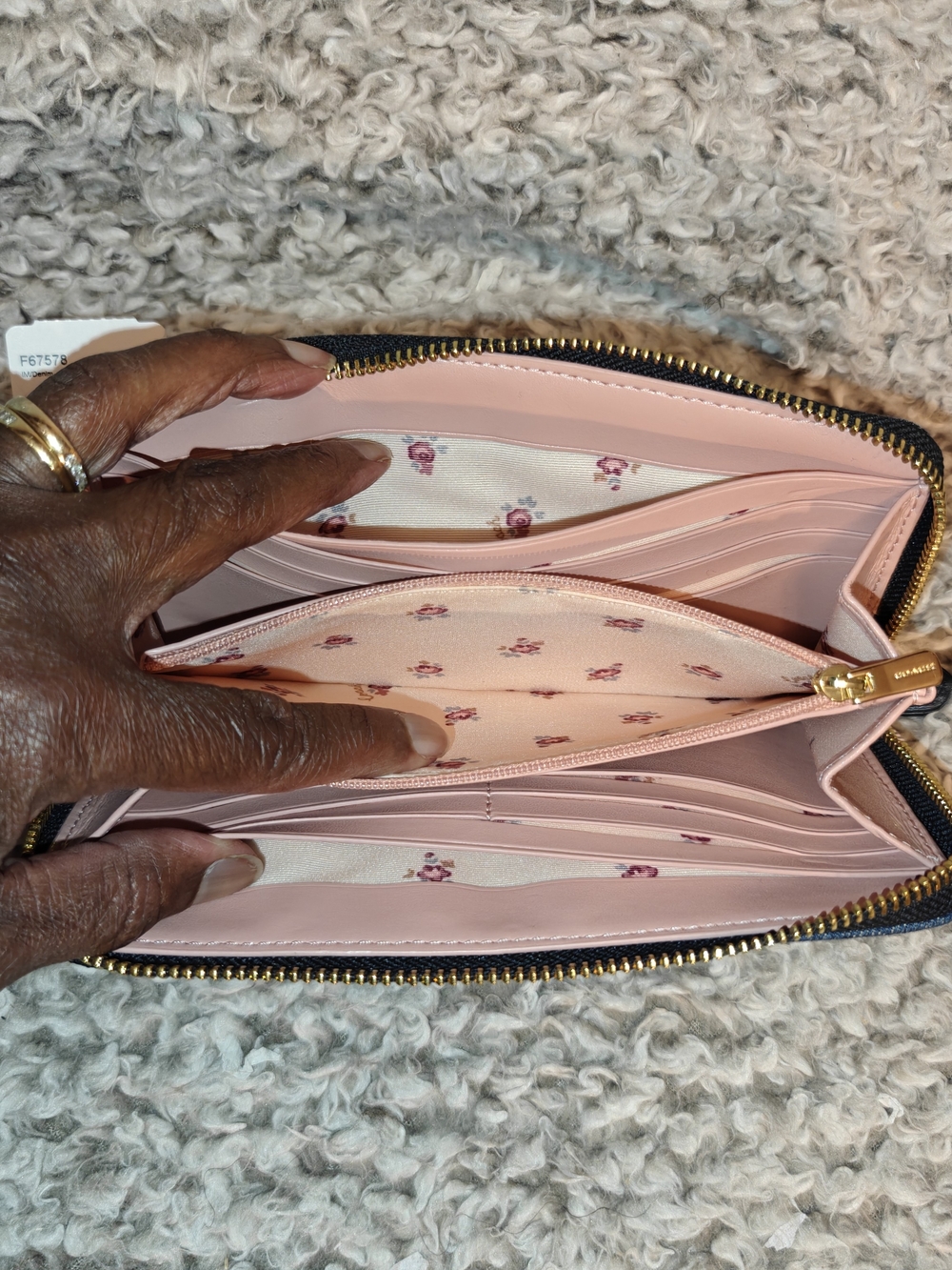 COACH DENIM & NAVY LEATHER ZIP WALLET - Picture 5 of 6